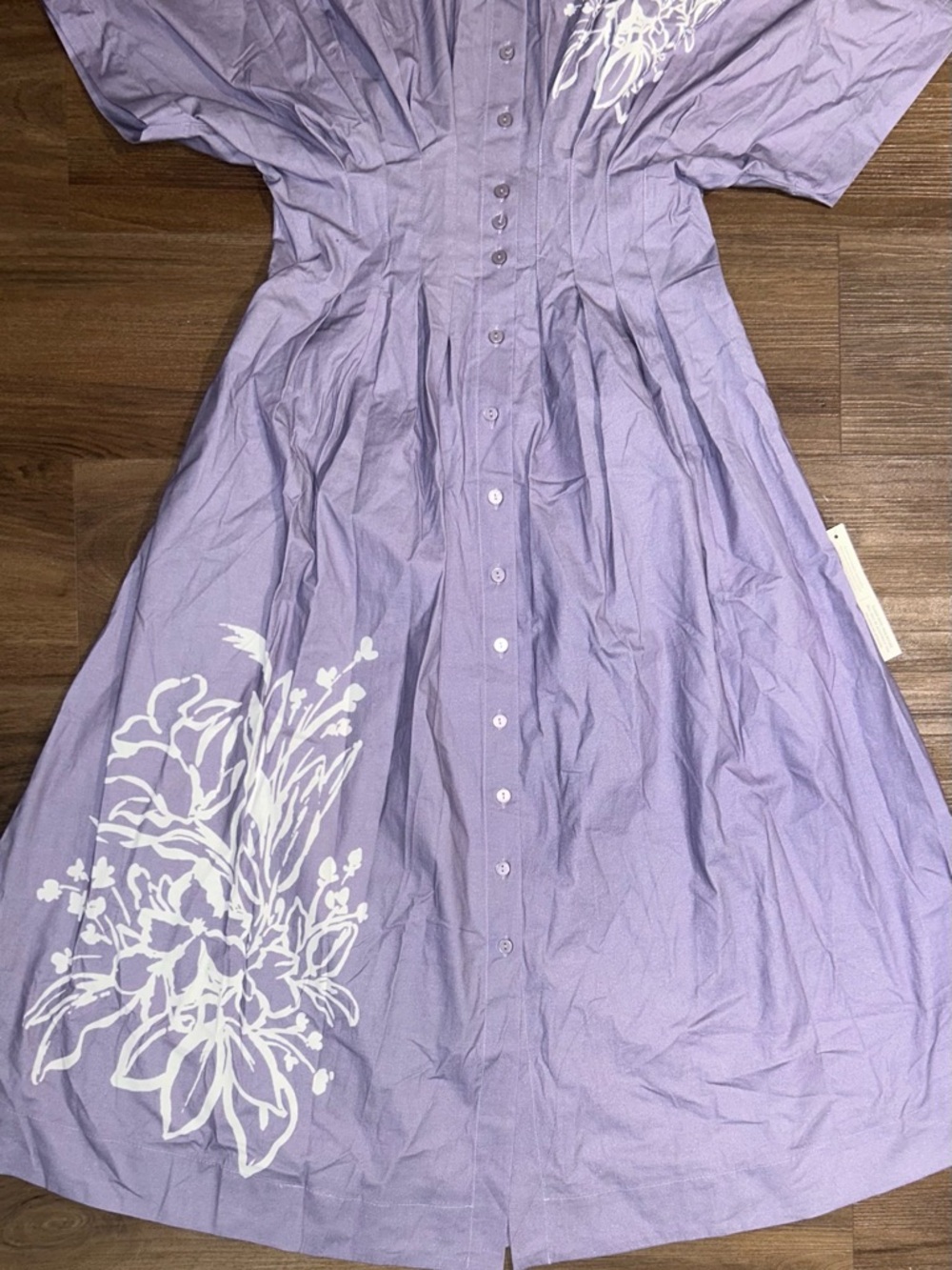 NWT Anthropology Exquise Tobie Shirt Dress Lavender Purple Floral Embellished - Picture 5 of 10